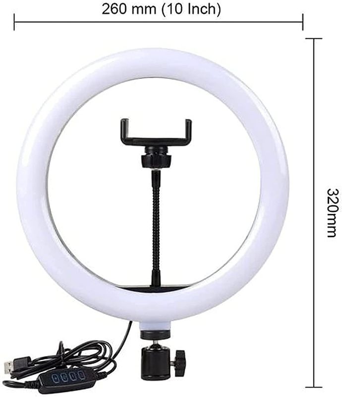 Ring Lights 10" Portable LED Selfie Lights (26cm) for Camera, Phone, TIK Tok, YouTube Video Shooting. Makeup Ring Light Foldable and Lightweight. 7 feet Long. 3 Color Modes LED Light